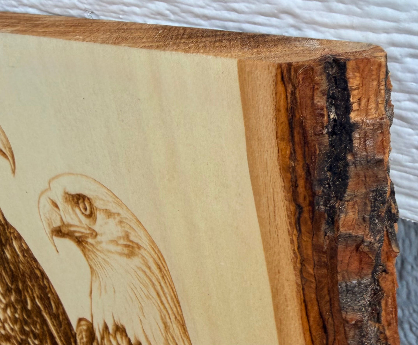 Plaque Live Edge Rectangular - Two Eagles Perched