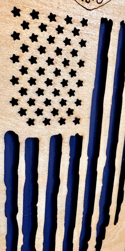 3D Layered and Engraved Wood Cross - Police / Law Enforcement