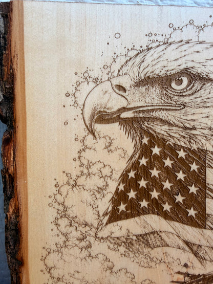 Plaque Live Edge Rectangular - Carrier with Eagle and Flag