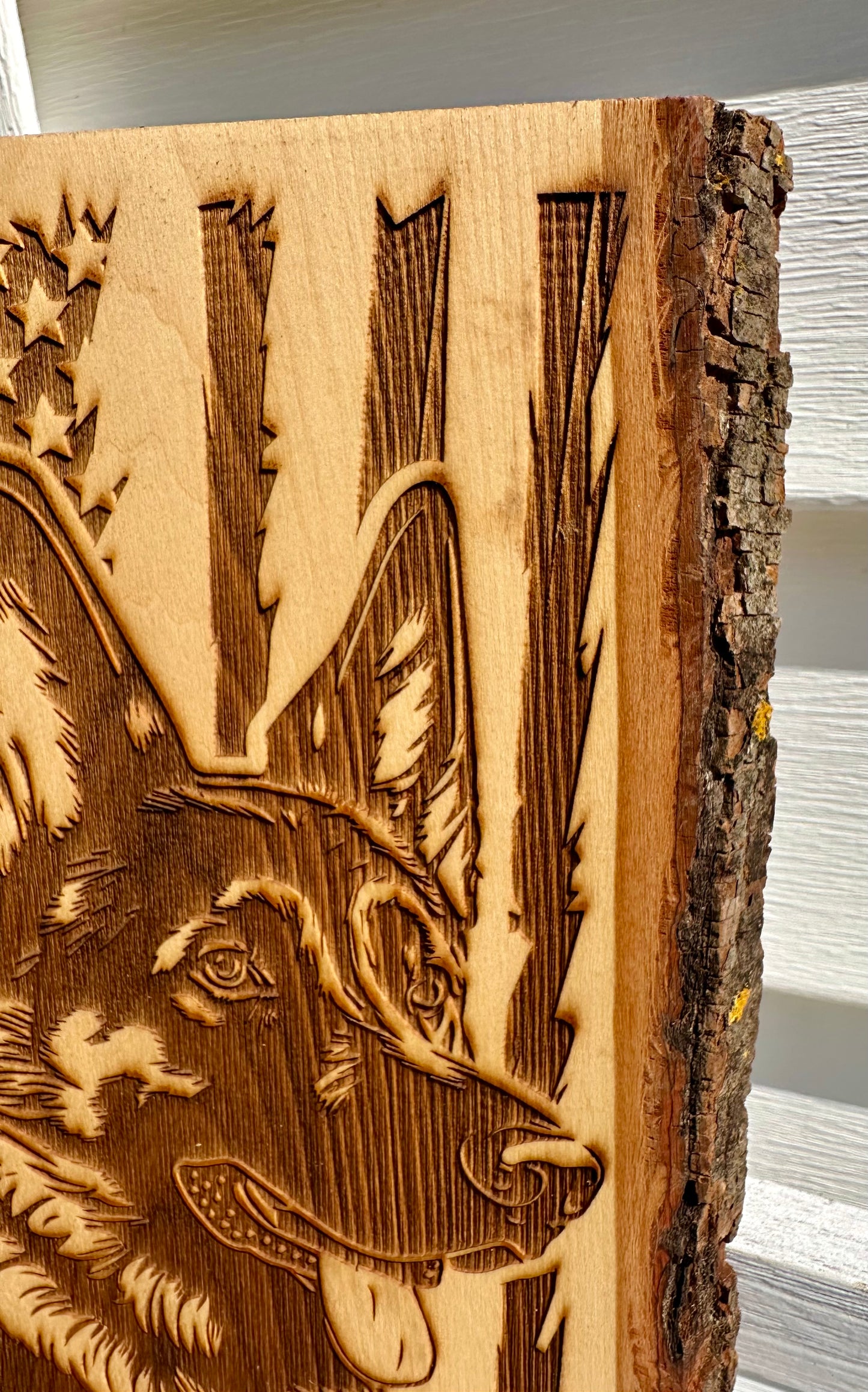 Police Canine with Flag Live Edge Rectangular Plaque