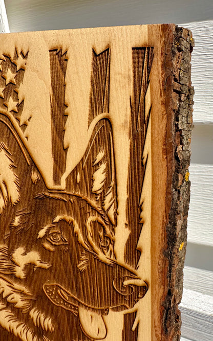 Police Canine with Flag Live Edge Rectangular Plaque