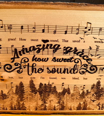Plaque Live Edge Rectangular - Amazing Grace