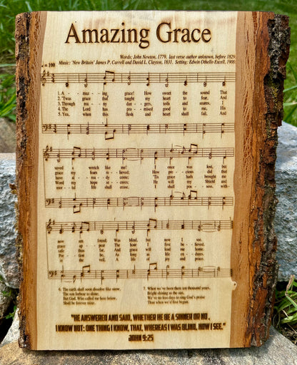 Amazing Grace Music Sheet Live Edge Rectangular Plaque