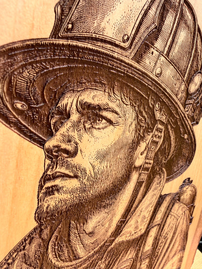 Plaque Live Edge Rectangular - Firefighter