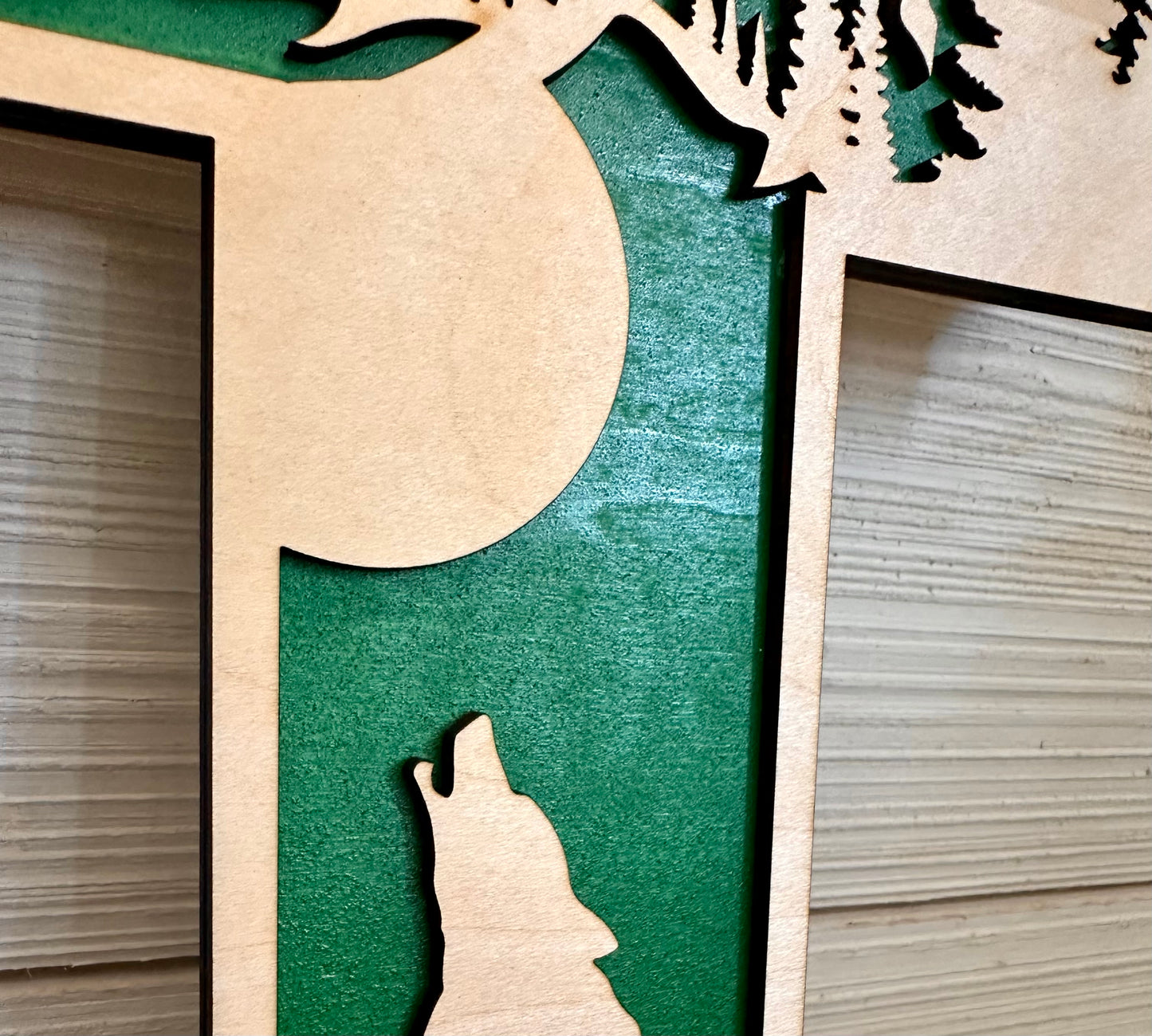 3D Layered and Engraved Wood Cross - Mountains are Calling