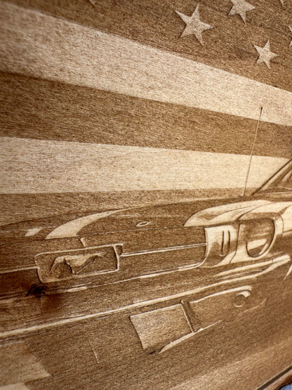 Mustang Car Live Edge Rectangular Plaque