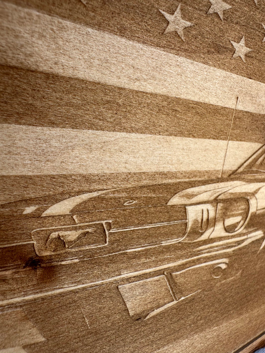 Mustang Car Live Edge Rectangular Plaque