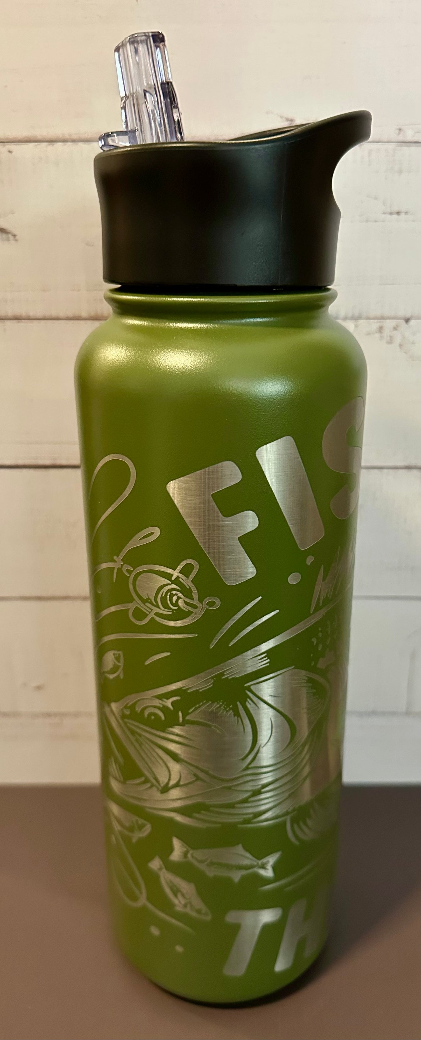 40oz. Insulated Water Bottle with Collapsible Straw Lid - Green, Faith Collage