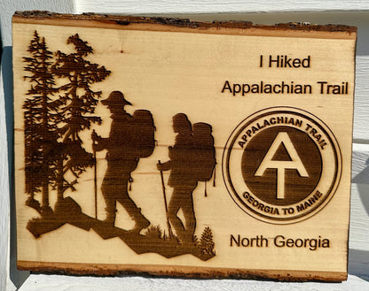 Appalachian Couple Trail Hike Live Edge Rectangular Plaque