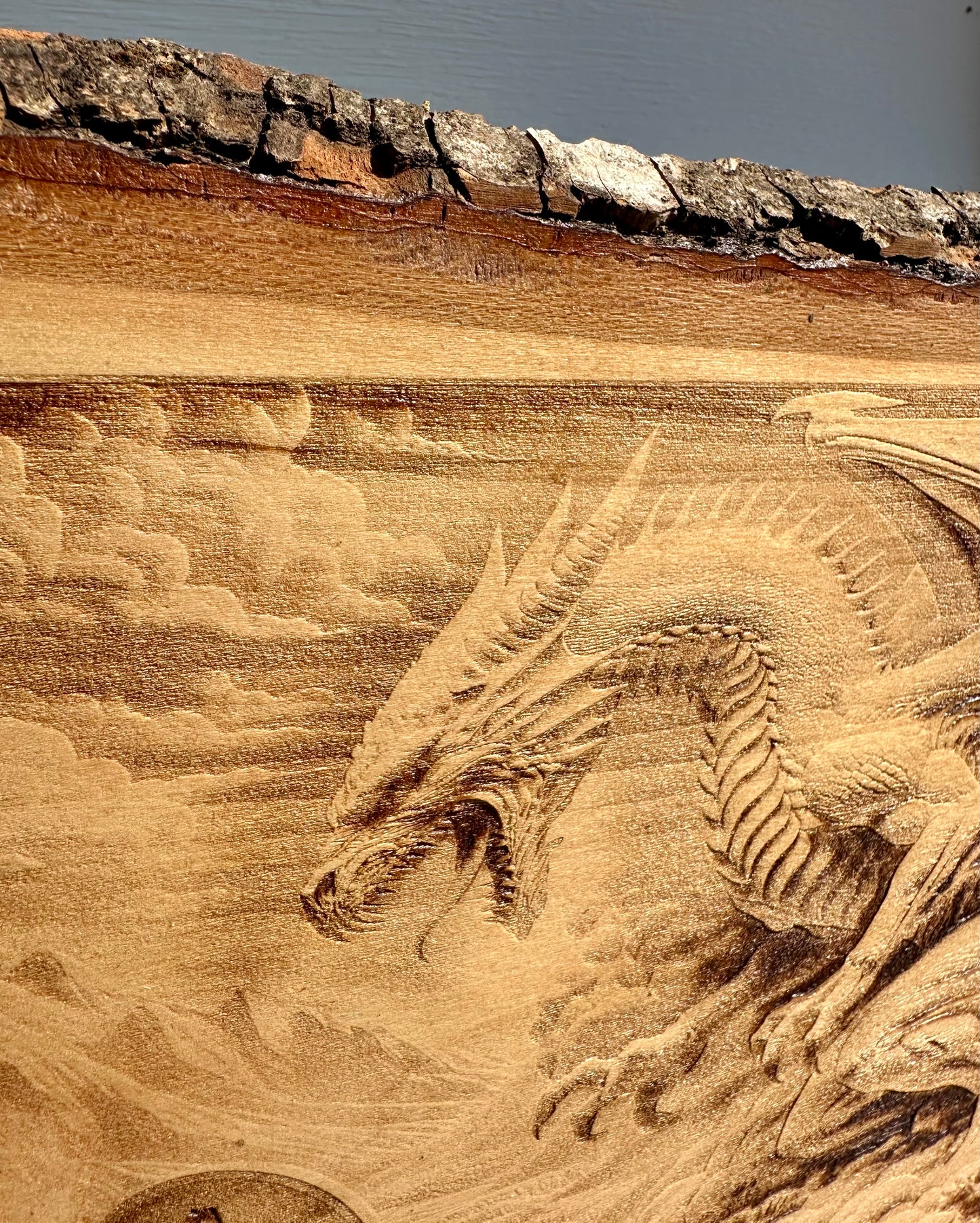 Knight Fighting Dragon Live Edge Rectangular Plaque