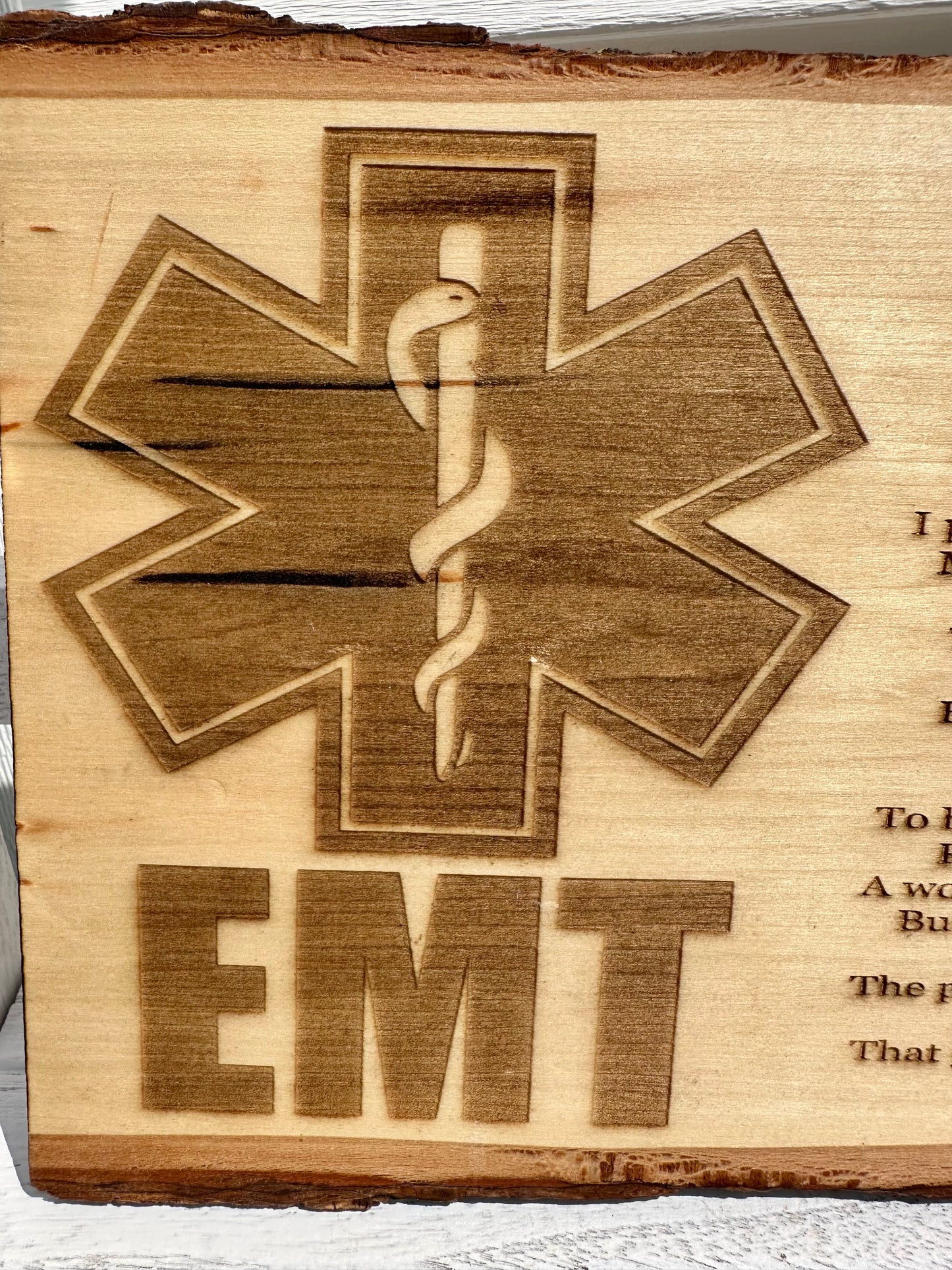 EMS Prayer Live Edge Rectangular Plaque