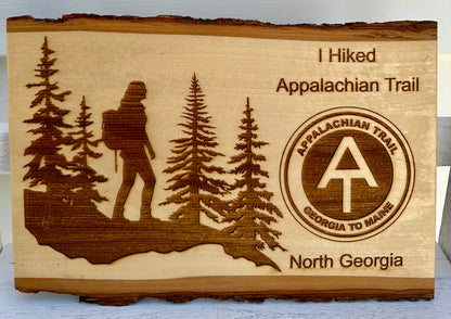 Appalachian Female Trail Hike Live Edge Rectangular Plaque