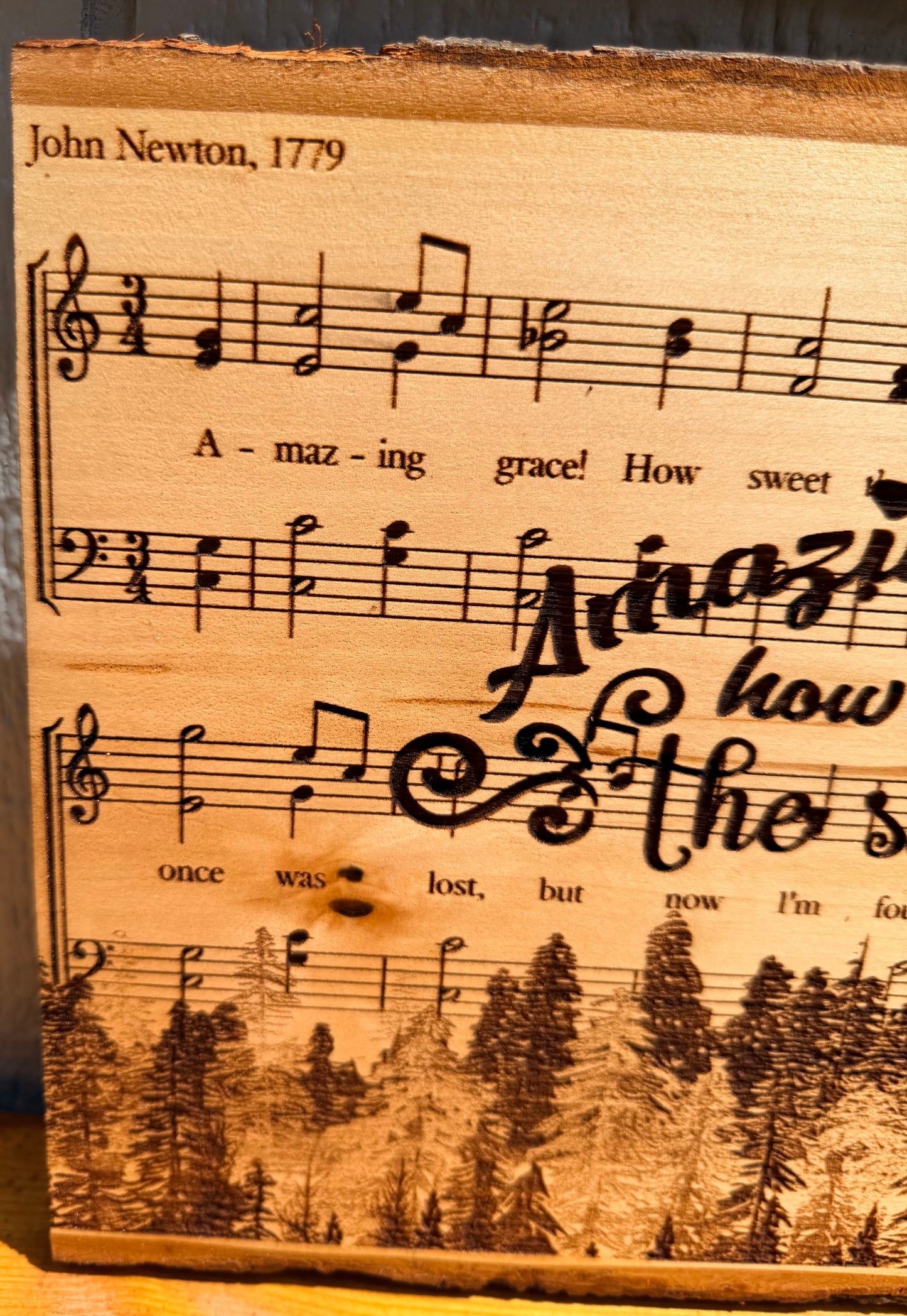 Plaque Live Edge Rectangular - Amazing Grace