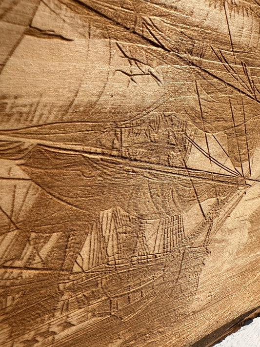 Tall Ships Live Edge Rectangular Plaque