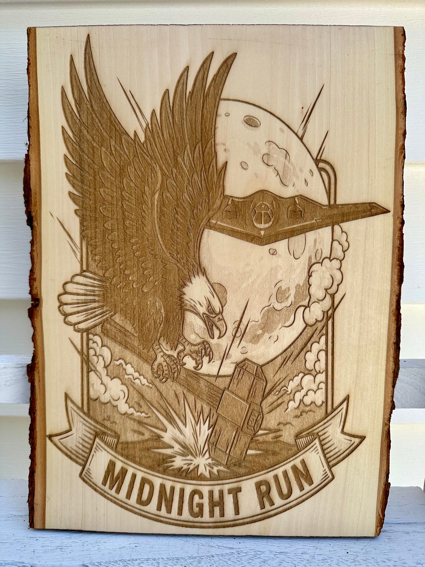 Military Midnight Run Live Edge Rectangular Plaque