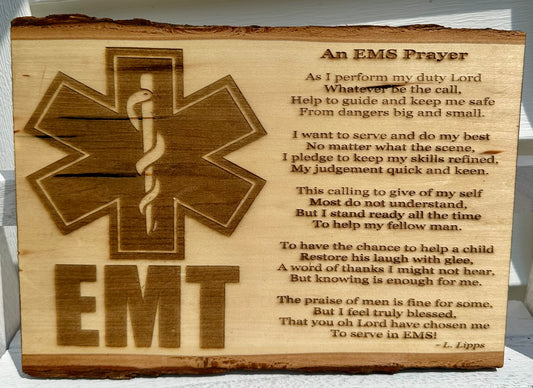 EMS Prayer Live Edge Rectangular Plaque