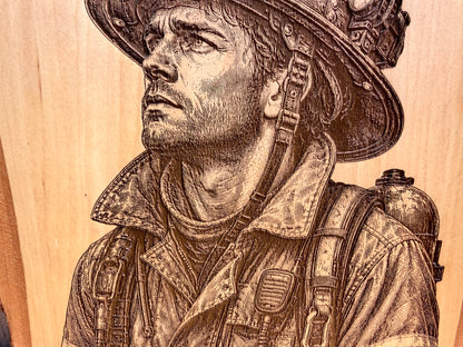 Plaque Live Edge Rectangular - Firefighter
