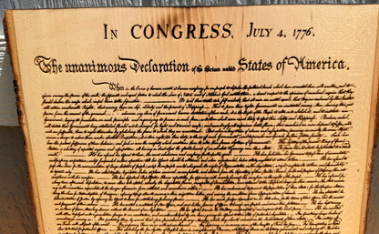 Plaque Live Edge Rectangular - The Declaration of Independence