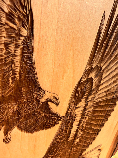 Plaque Live Edge Rectangular - Pair of Soaring Eagles