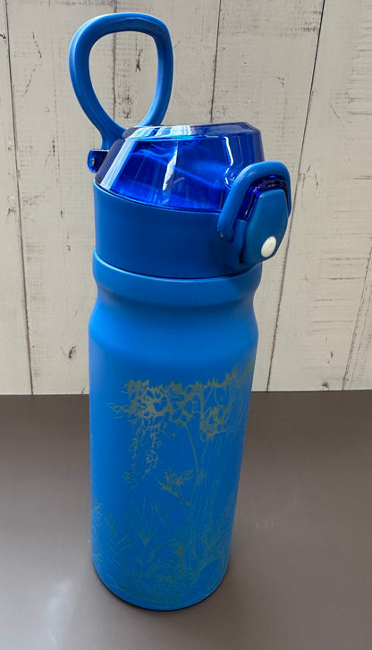 16oz. Insulated Water Bottle with Straw Lid and Built in Lid Handle - Blue with Dinosaur