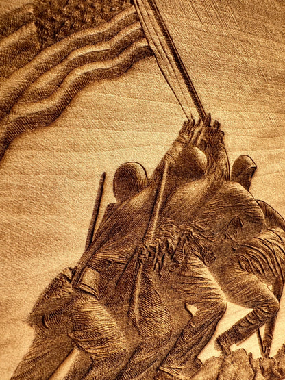 Military Iwo Jima Flag Raising Live Edge Rectangular Plaque