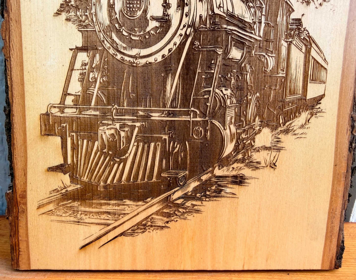 Plaque Live Edge Rectangular - Steam Train