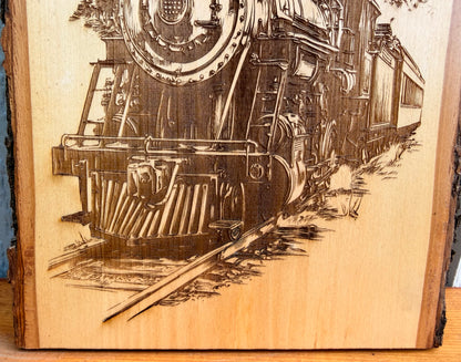 Plaque Live Edge Rectangular - Steam Train