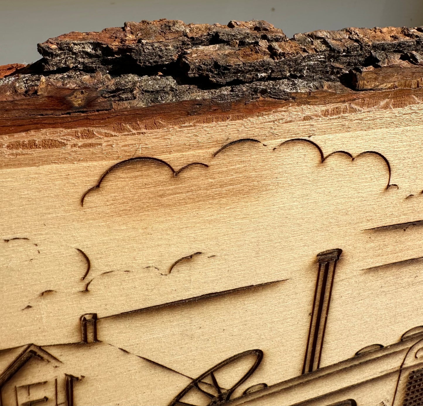 Barn and Tractor Live Edge Rectangular Plaque