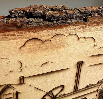 Barn and Tractor Live Edge Rectangular Plaque