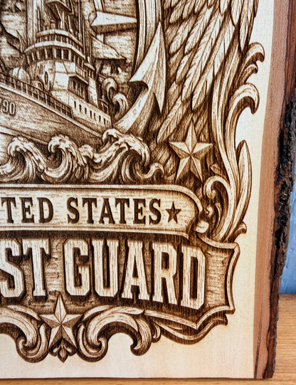 Plaque Live Edge Rectangular - Coast Guard
