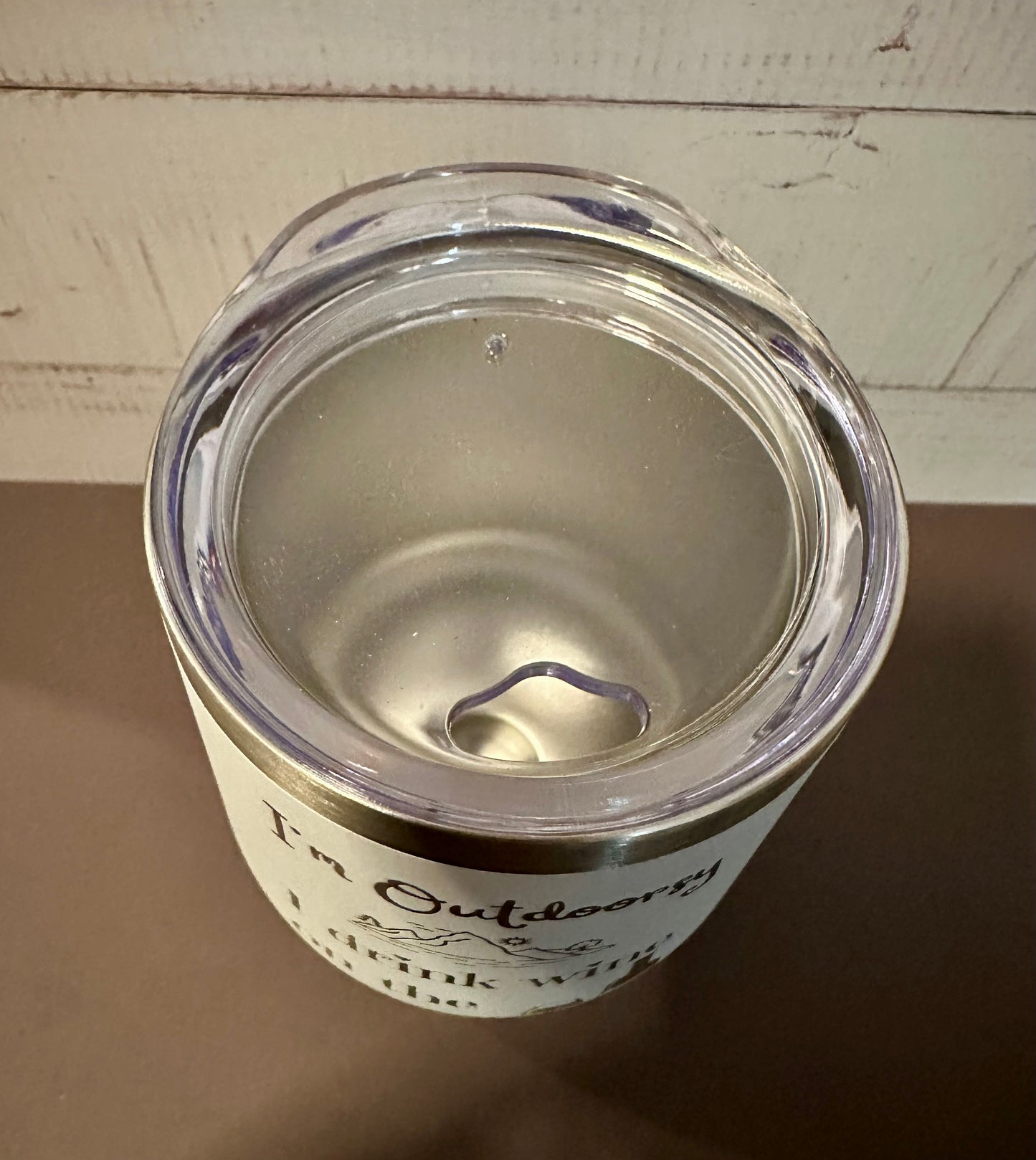 I Drink Wine on the Patio - White - 12oz Stainless Steel Double Wall Vacuum Insulated Wine Tumbler with Lid