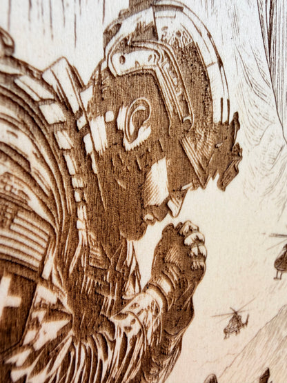 Plaque Live Edge Rectangular - Praying Soldier