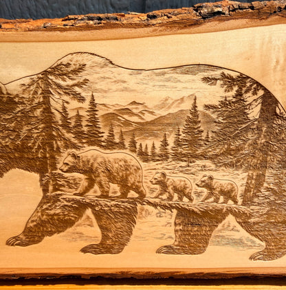 Plaque Live Edge Rectangular - Mama Bear