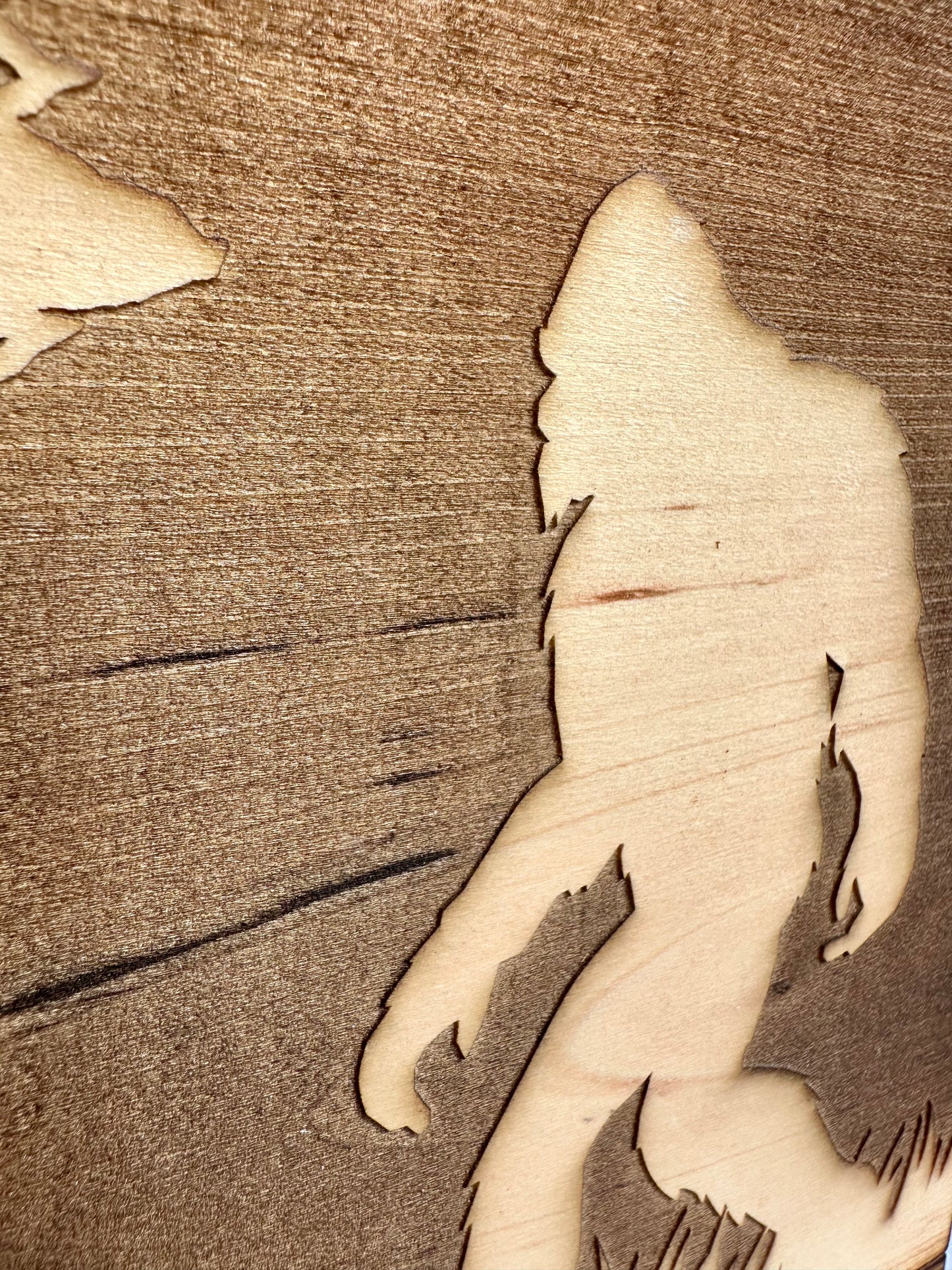 Sasquatch Bigfoot and Flag Live Edge Rectangular Plaque