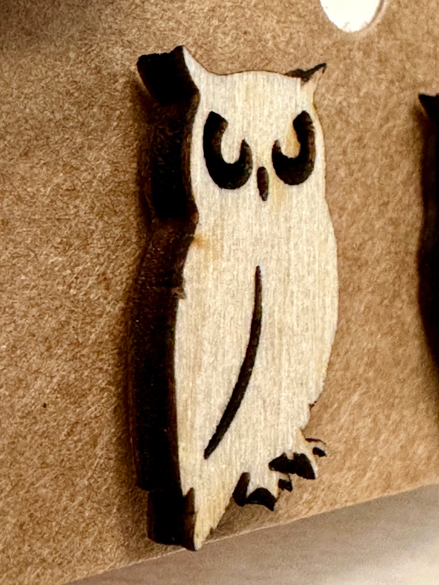 Wooden Engraved Earrings - Owl