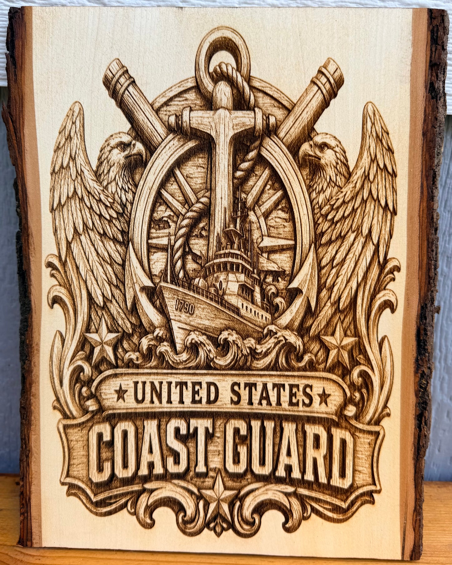 Plaque Live Edge Rectangular - Coast Guard
