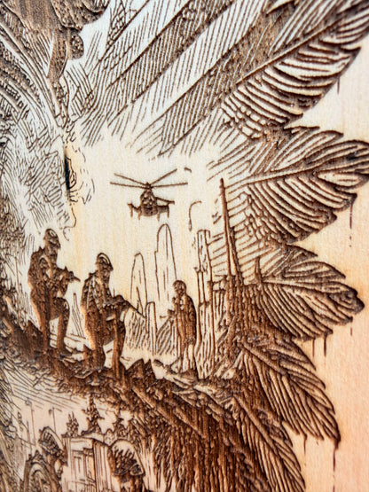 Plaque Live Edge Rectangular - Military Angel Wings