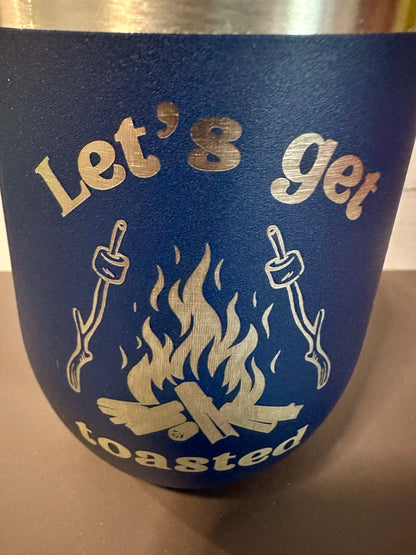 Let’s Get Toasted - Navy - 12oz Stainless Steel Double Wall Vacuum Insulated Wine Tumbler with Lid