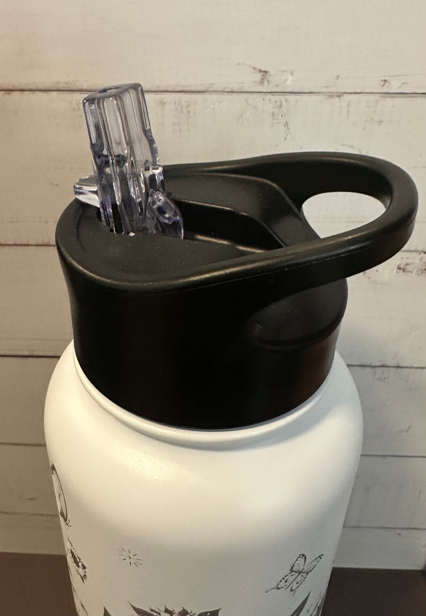 40oz. Insulated Water Bottle with Collapsible Straw Lid - White, Sunflowers