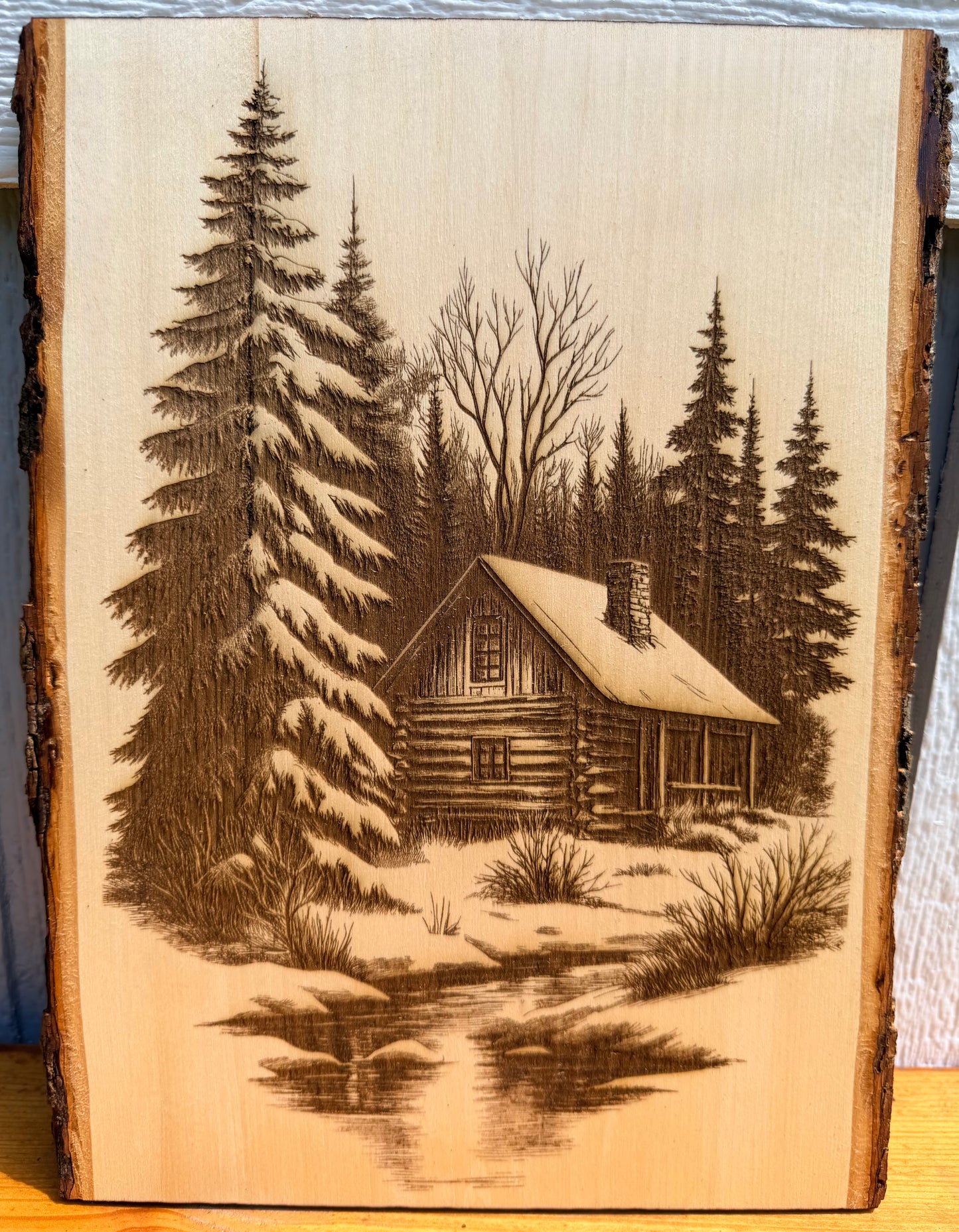 Plaque Live Edge Rectangular - Woodland Cabin