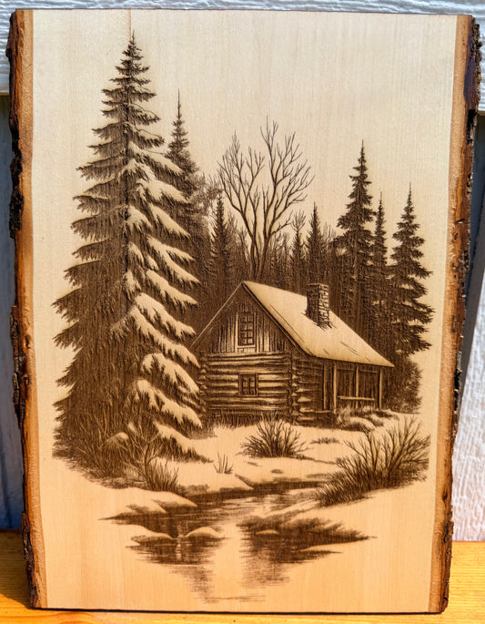 Plaque Live Edge Rectangular - Woodland Cabin