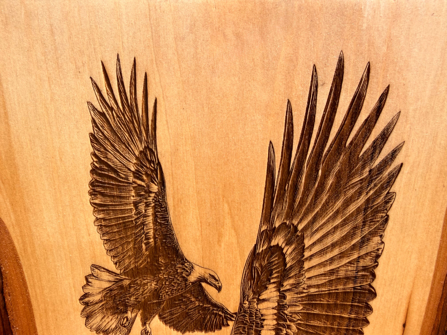 Plaque Live Edge Rectangular - Pair of Soaring Eagles