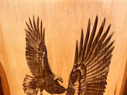 Plaque Live Edge Rectangular - Pair of Soaring Eagles