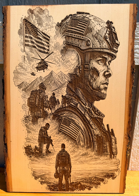 Plaque Live Edge Rectangular - A Soldier’s Life