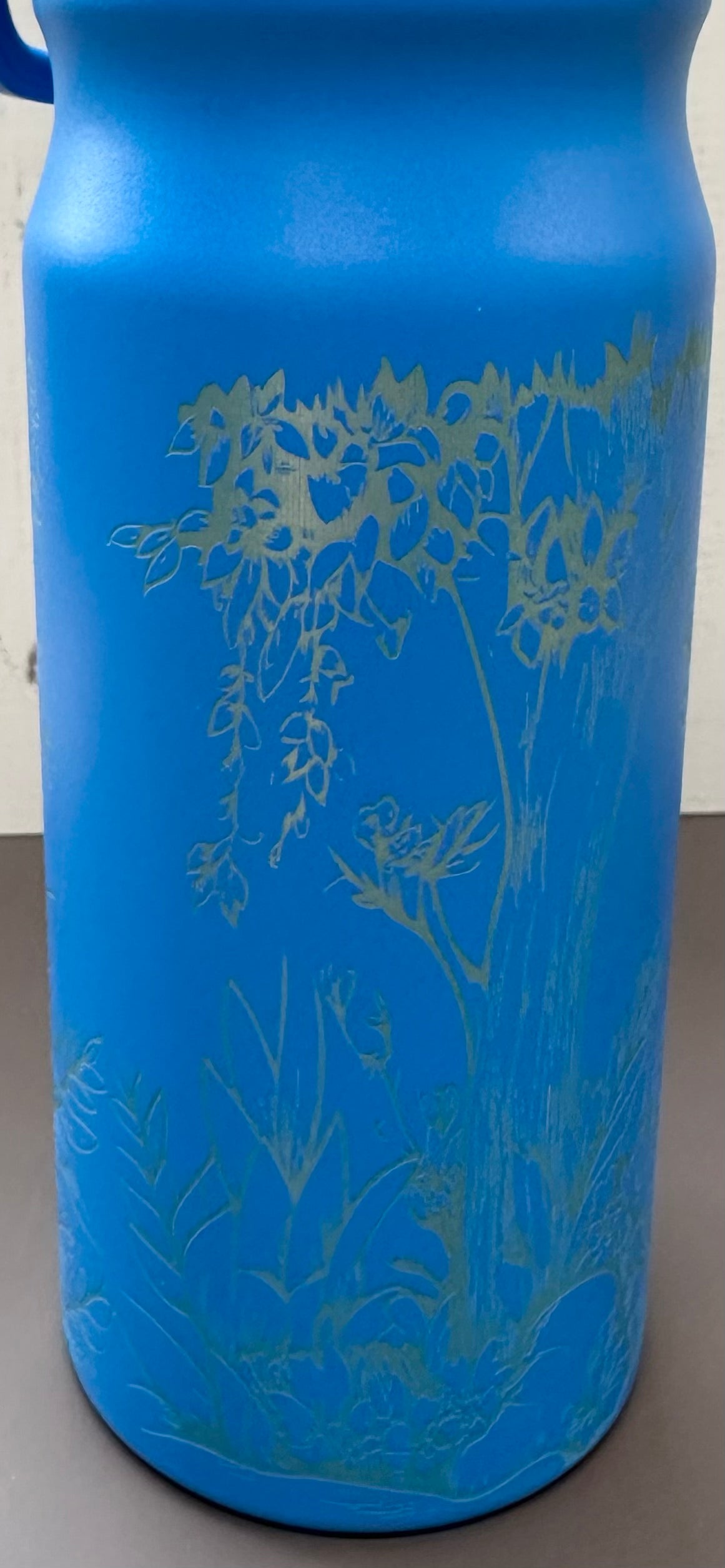 16oz. Insulated Water Bottle with Straw Lid and Built in Lid Handle - Blue with Dinosaur