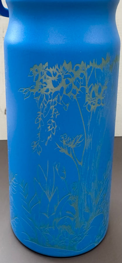 16oz. Insulated Water Bottle with Straw Lid and Built in Lid Handle - Blue with Dinosaur