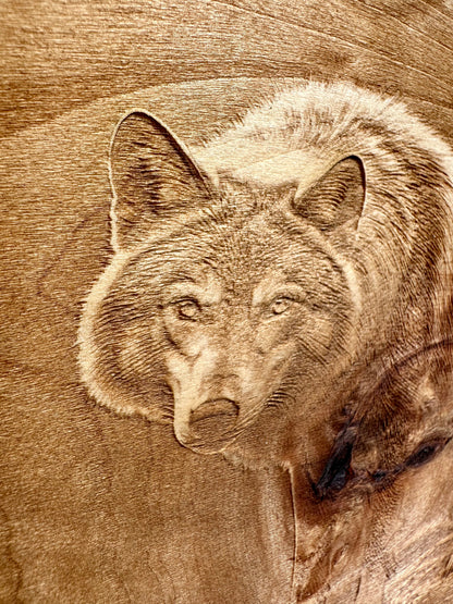Wolf Stare Live Edge Rectangular Plaque