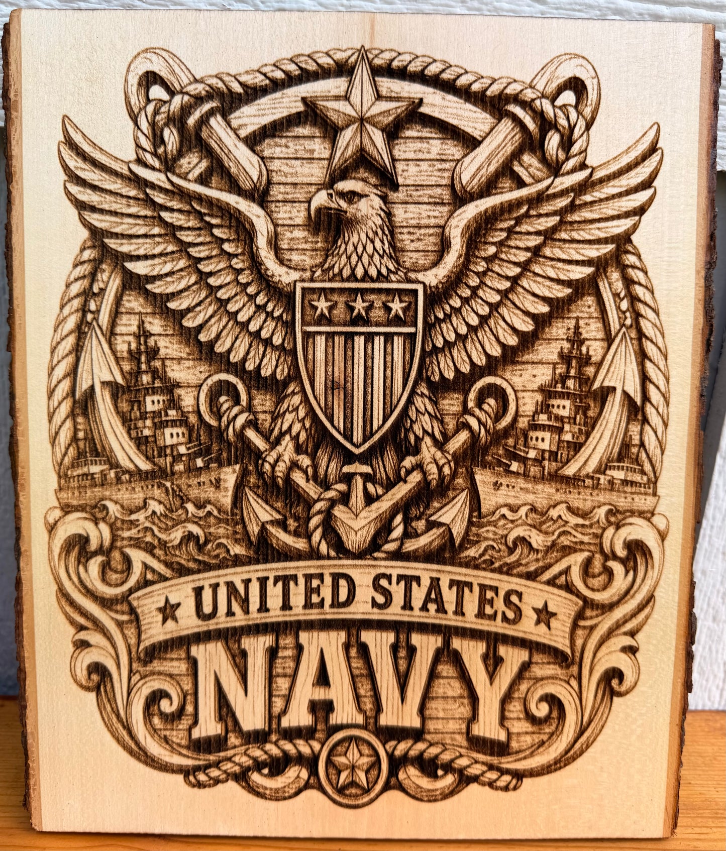 Plaque Live Edge Rectangular - Navy