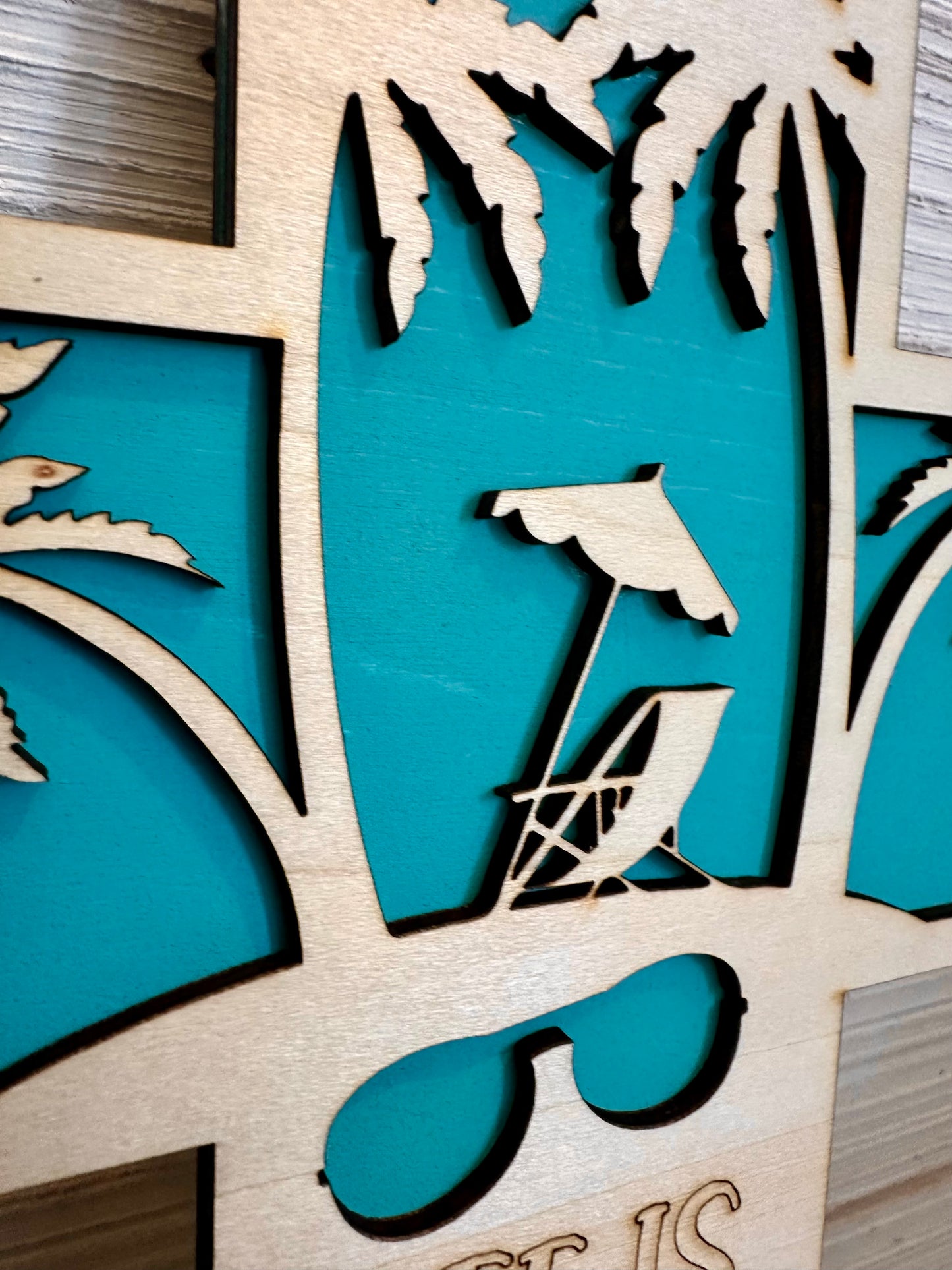 3D Layered and Engraved Wood Cross - Better at the Beach