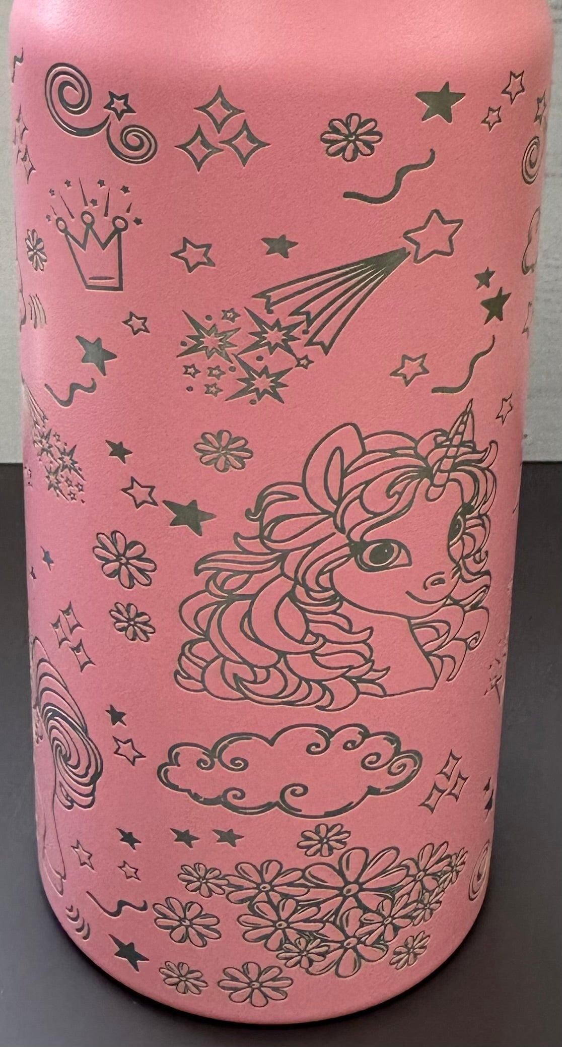 16oz. Insulated Water Bottle with Straw Lid and Built in Lid Handle - Pink with Unicorns